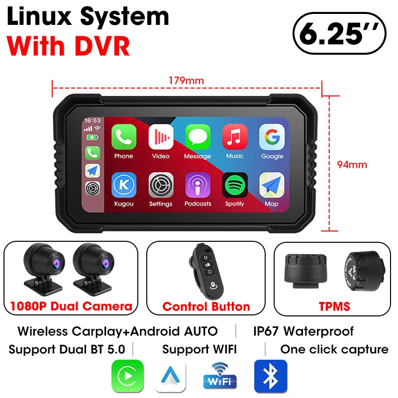 6.25" Motorcycle GPS Navigator | Waterproof & CarPlay - View 34 | Henderson Shop