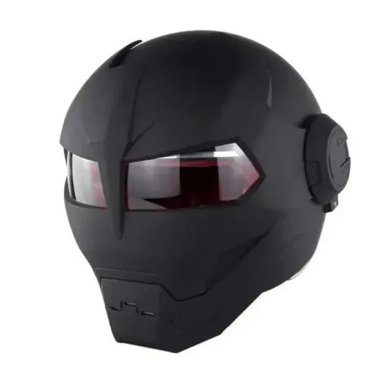 Iron Man Retro Motorcycle Full Helmet Bright Black Personality Cool Flip-up H... | Henderson Shop