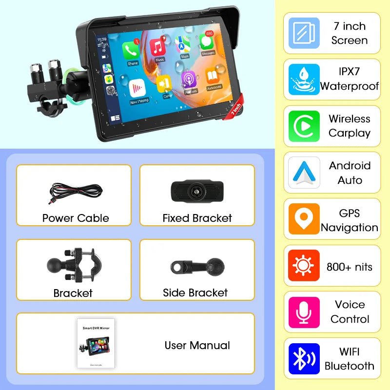 7" Motorcycle GPS Navigator | CarPlay & Android Auto - View 39 | Henderson Shop