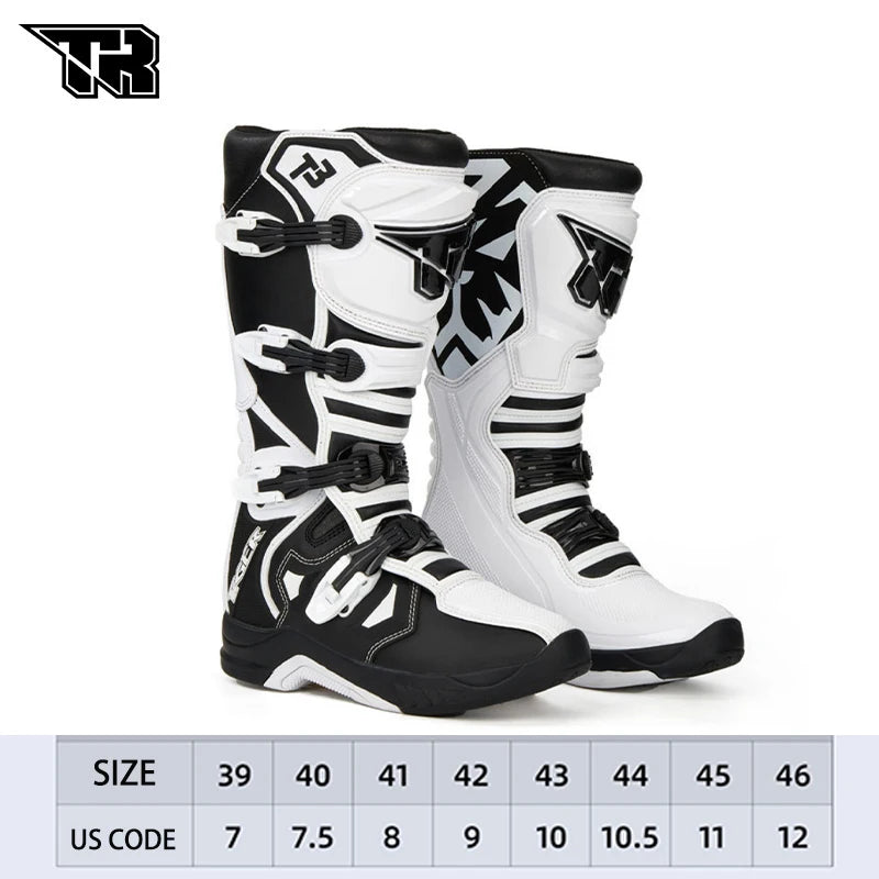 Men's Motorcycle Boots Waterproof Racing Boots Anti Fall Women Motocross Equipment Wear-resistant Rally Shoes Safety Riding