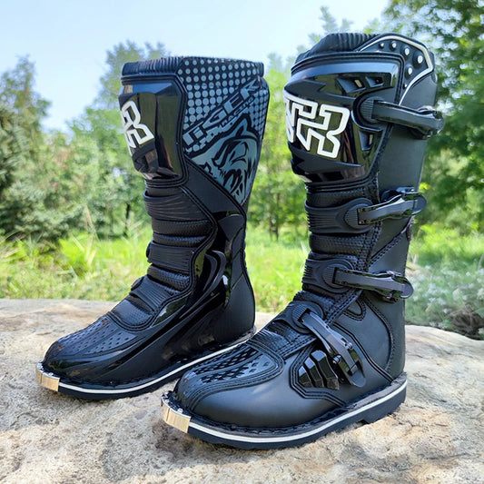 Men's Motorcycle Boots Waterproof Racing Boots Anti Fall Women Motocross Equipment Wear-resistant Rally Shoes Safety Riding