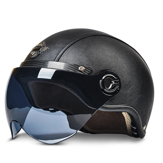 Harley Vintage Half Face Helmet | Leather - View 2 | Henderson Shop