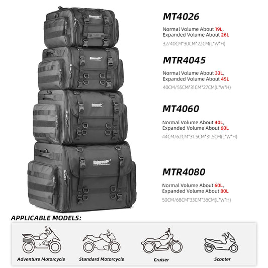Rhinowalk Travel Luggage Bag - alternate view showing motorcycle luggage bag features and details