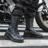 Winter Motorcycle Shoes Men Cruiser Boots Motocross Boots Motorbike Tall Boots Portland Shoes for Worker Adventure Black Leather