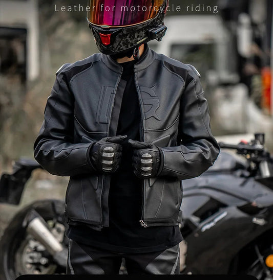 Leather Motorcycle Jacket Men's Chaqueta Moto Waterproof Moto Suit Motorbike ... | Henderson Shop