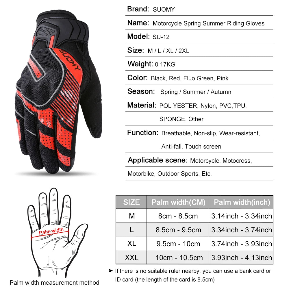 SUOMY Summer Motorcycle Cycling Gloves Touch Screen Motobike Riding Gloves TP... | Henderson Shop