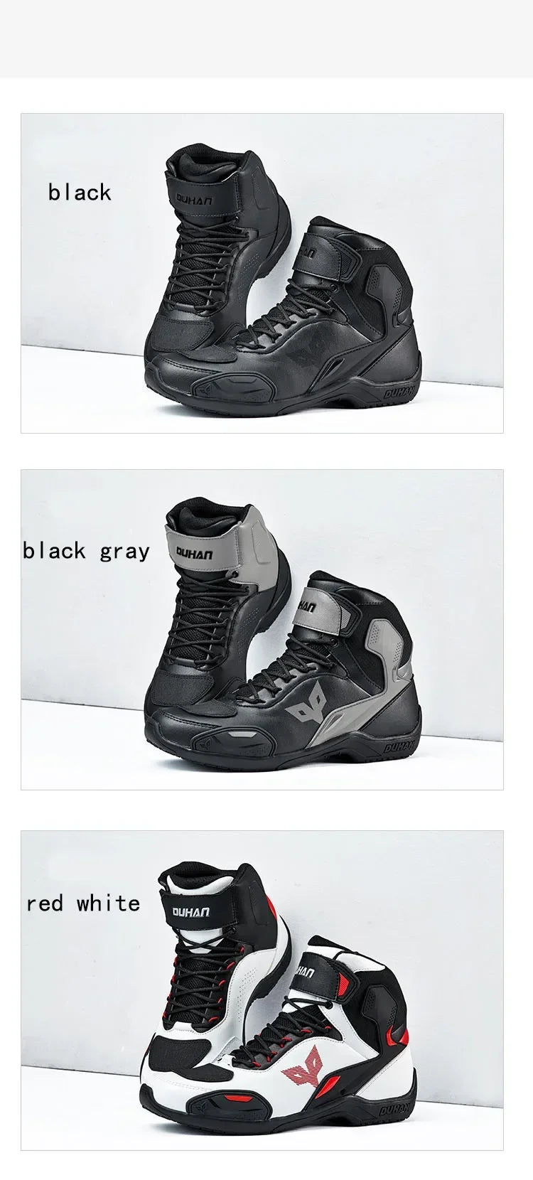 DUHAN Male Boots for Motorcycle Waterproof Anti Slip Fall Prevention Mid Top Men Leather Riding Shoes Autumn Winter Cycling Shoe