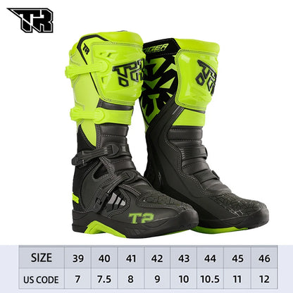 Men's Motorcycle Boots Waterproof Racing Boots Anti Fall Women Motocross Equipment Wear-resistant Rally Shoes Safety Riding