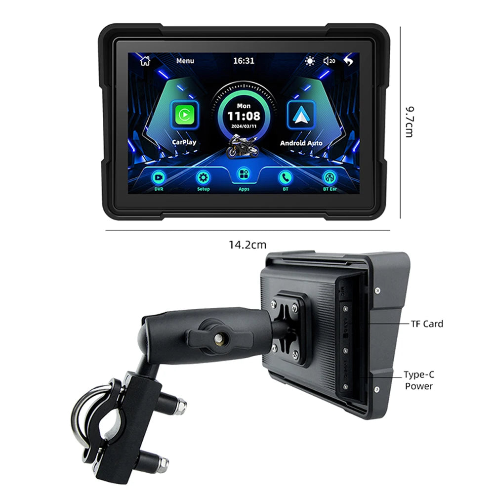 EKIY 5.0" Motorcycle GPS Navigator | CarPlay & Android Auto - View 6 | Henderson Shop