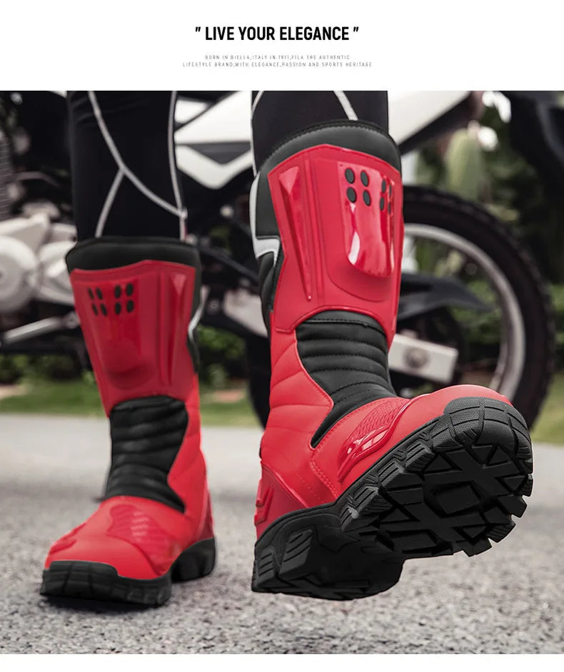Motocross Dirt Bike Boots Off-Road Motorcycle Riding Shoe TPU Protection Ankle Support Anti-Slip Sole Adventure Enduro Boots Men