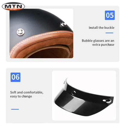 Vintage Half Face Helmet | DOT Certified & Leather - Image 13