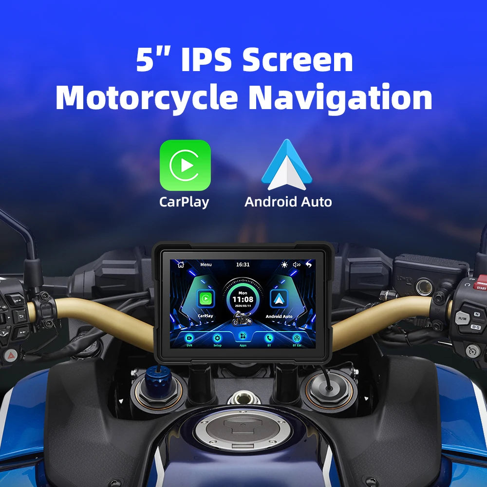 EKIY 5.0" Motorcycle GPS Navigator | CarPlay & Android Auto - View 2 | Henderson Shop