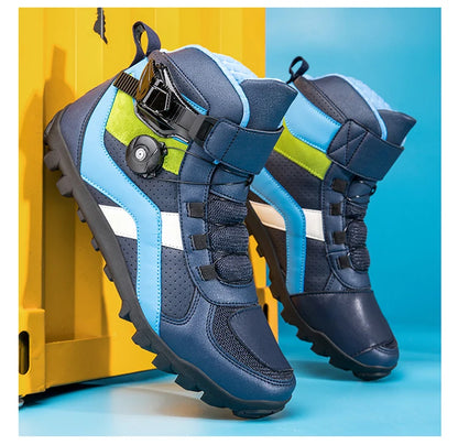 Hendersonshop Men Motorcycle boots Breathable Anti-fall Rider Road Racing BOA lacing