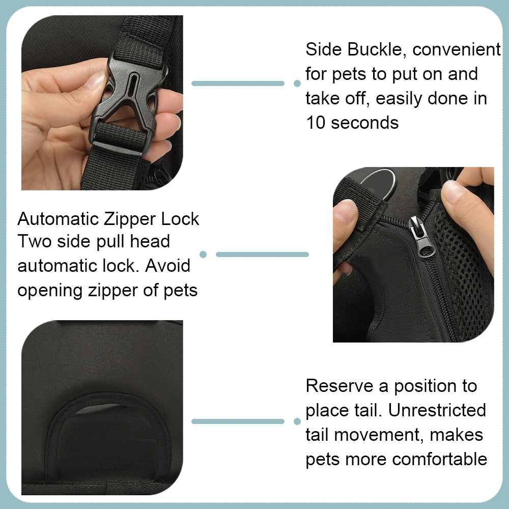 Pet Carry Portable Bag Puppy Adjustable Front Backpack Outdoor Travel Pets Ventilated Saddlebag Universal For Motorcycle Riding