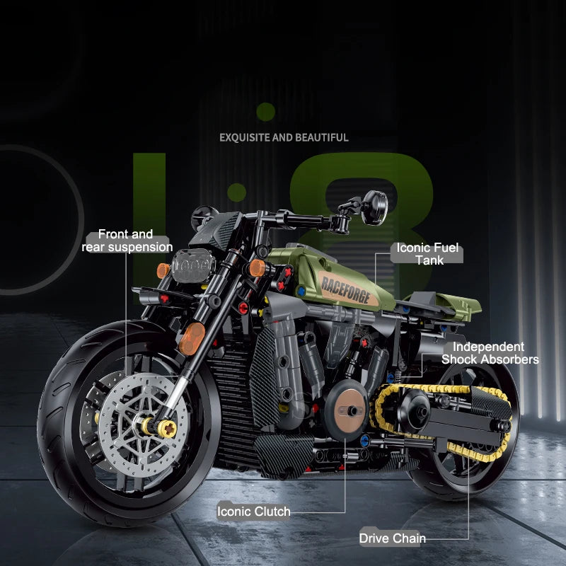 500+pcs 1:8 technology motorcycle block model;highly simulate the original ca... | Henderson Shop
