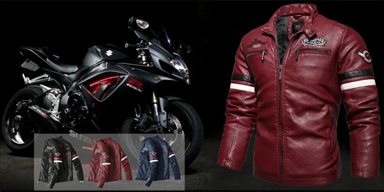 Motorcycle Jacket Leather Men's Brand Moto Leather Jacket Coat Men Handsome W... | Henderson Shop
