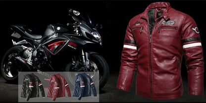 Motorcycle Jacket Leather Men's Brand Moto Leather Jacket Coat Men Handsome W... | Henderson Shop