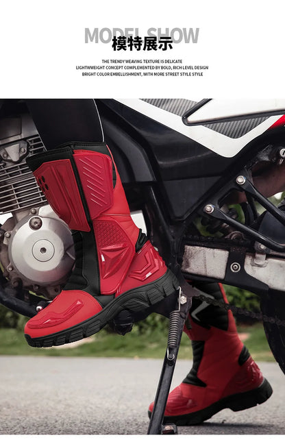 Motocross Dirt Bike Boots Off-Road Motorcycle Riding Shoe TPU Protection Ankle Support Anti-Slip Sole Adventure Enduro Boots Men