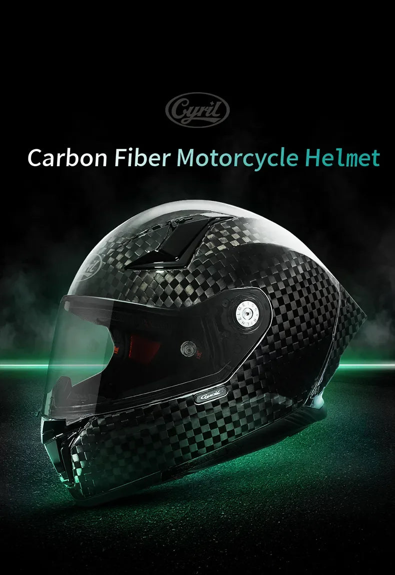 Full Face Motorcycle Helmet, Carbon Fiber Tail Wing Multiple Gear Adjustment, Unisex Helmet DOT ECE Approved