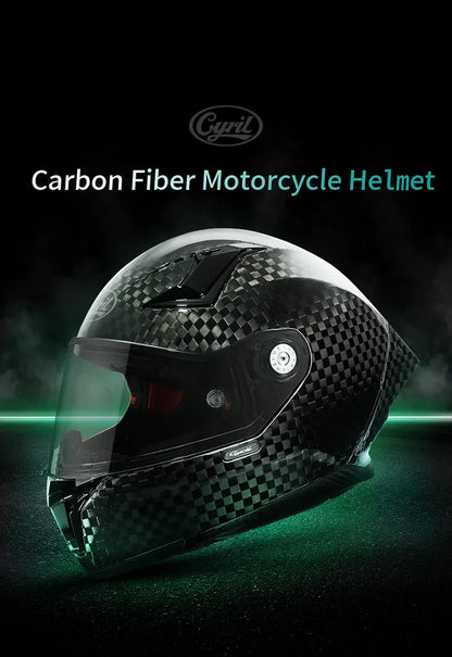 Full Face Motorcycle Helmet, Carbon Fiber Tail Wing Multiple Gear Adjustment, Unisex Helmet DOT ECE Approved