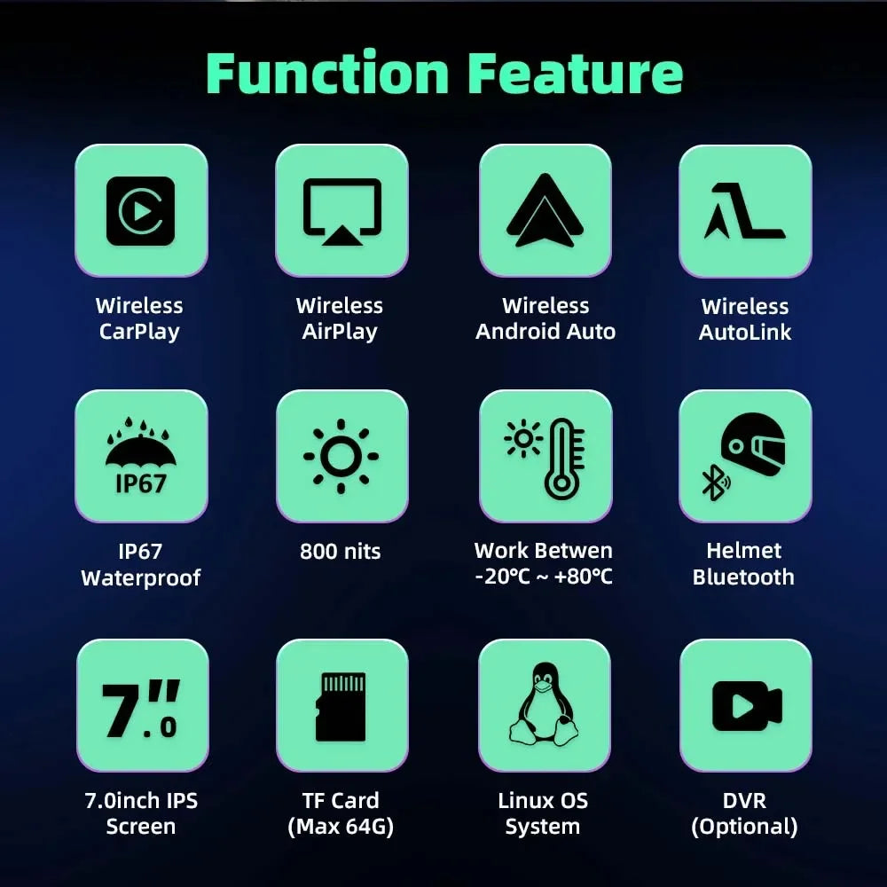 Srnubi 7" Motorcycle GPS Navigator | Waterproof & CarPlay - View 10 | Henderson Shop