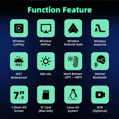 Srnubi 7" Motorcycle GPS Navigator | Waterproof & CarPlay - View 10 | Henderson Shop