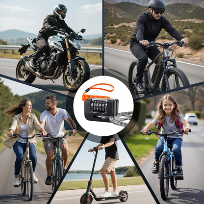 Disc Brake Code Lock - installation view showing motorcycle disc lock features and details