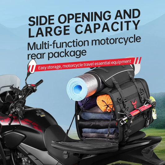 Motorcycle Waterproof Motorcycle Rear Seat Bag 35-50L Helmet Bag High Capacity Motor Tail SaddleBag Rider Backpack
