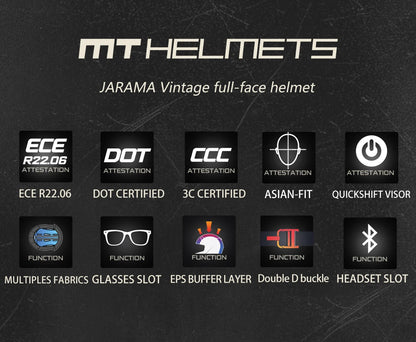 Motorcycle Retro Mt Helmet Spain Jarama Single Visor Dual D-Ring Buckle - View 8 | Henderson Shop