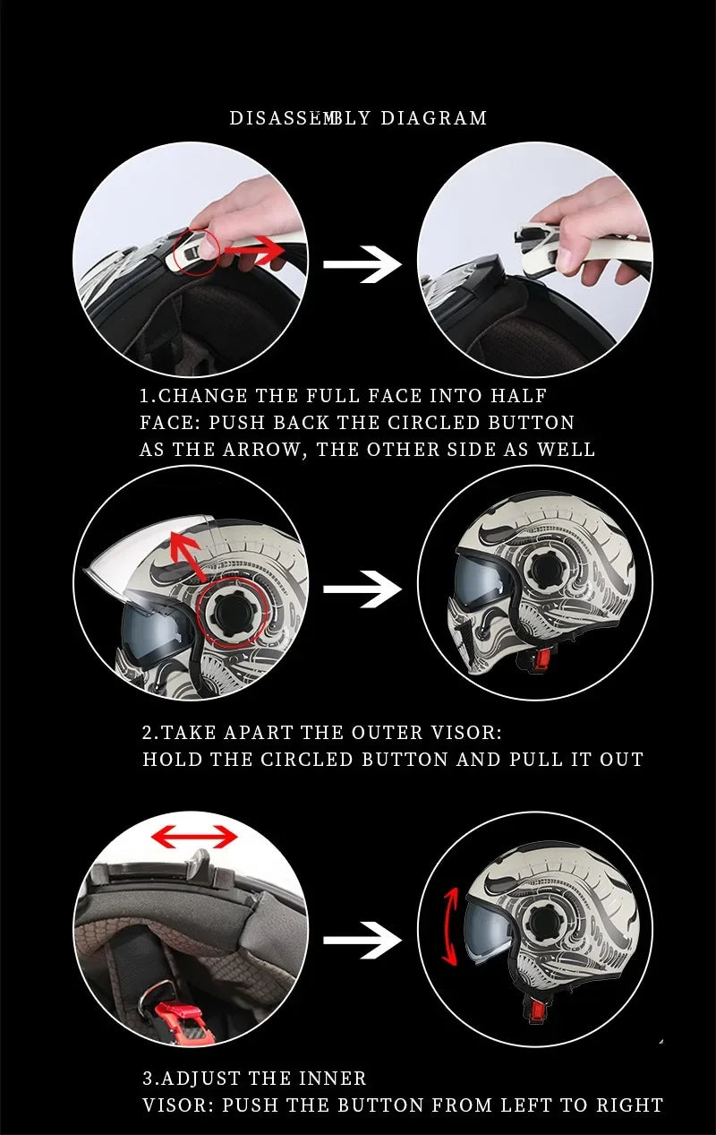 Hendersonshop Full Face Open Face Motorcycle Helmet Motorbike Street Bike Helmets