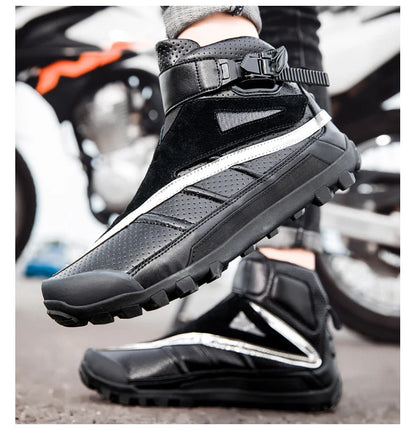 Hendersonshop Motorcycle boots Casual men's motorcycle shoes Motorcycle riding shoes Leather