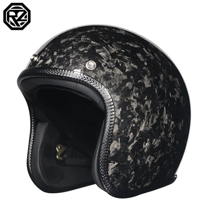 ORZ latest carbon fiber retro helmet motorcycle helmet 3/4 open face capacete vintage men and women four seasons half helmet