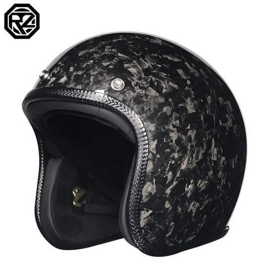 ORZ latest carbon fiber retro helmet motorcycle helmet 3/4 open face capacete vintage men and women four seasons half helmet