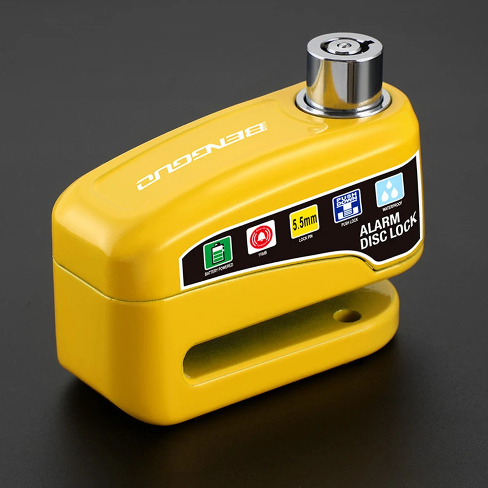 Motorcycle Alarm Disc Lock - main view showing motorcycle disc lock features and details