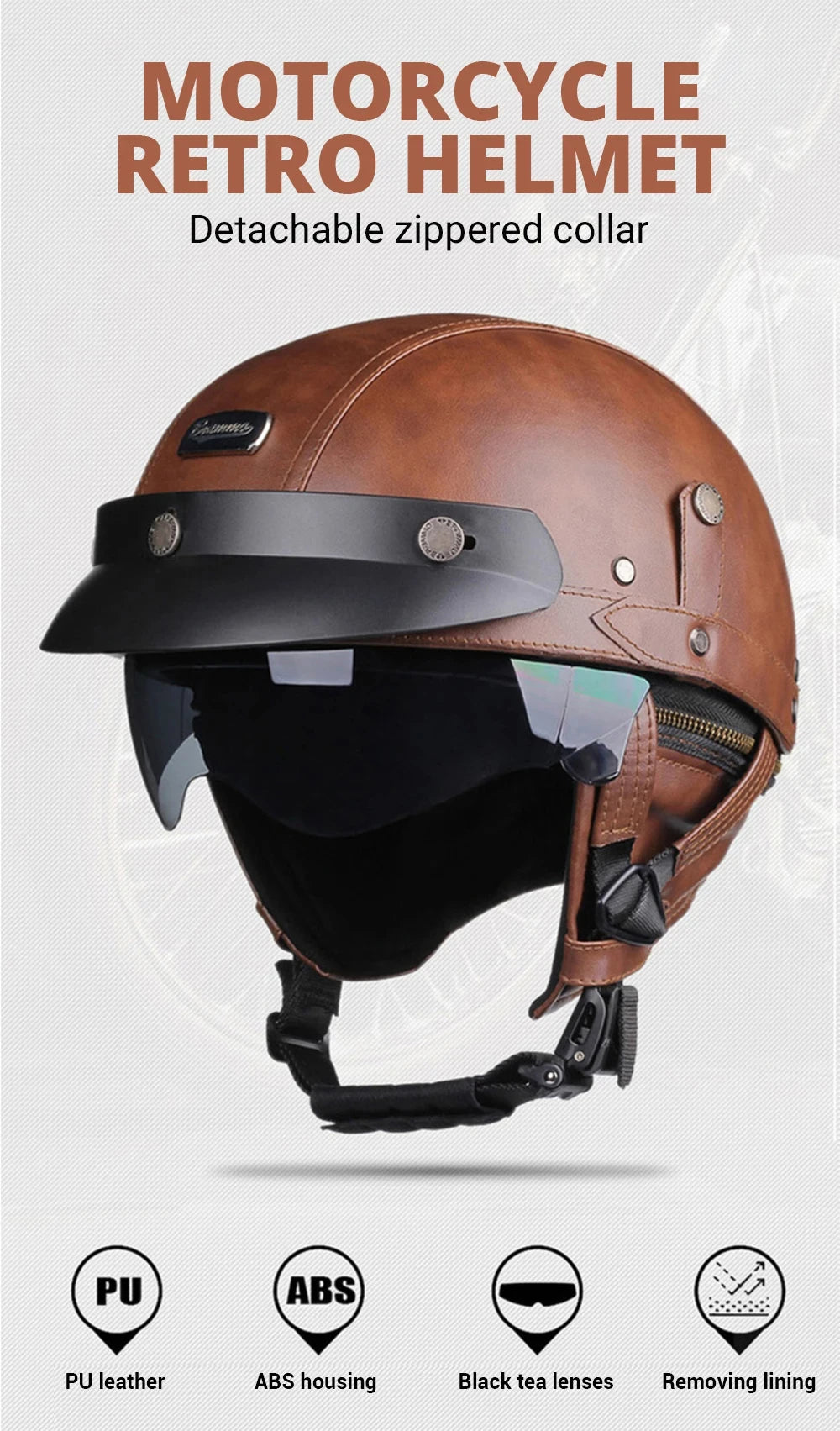 Vintage Half Face Helmet | Leather - View 7 | Henderson Shop