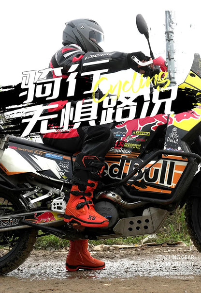 Motorcycle Boot Men Women Riding Mid-Calf Ankle Protective Shoes Moto Motorbike Equipment Racing Long Motorcycle Boots Men