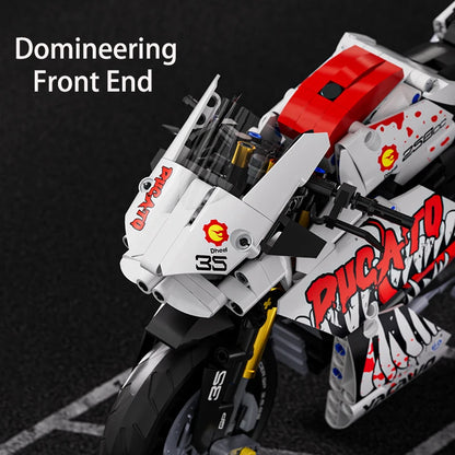 Hendersonshop Technical V4 Motorcycle Building Blocks Set Famous Super Motorbike Model