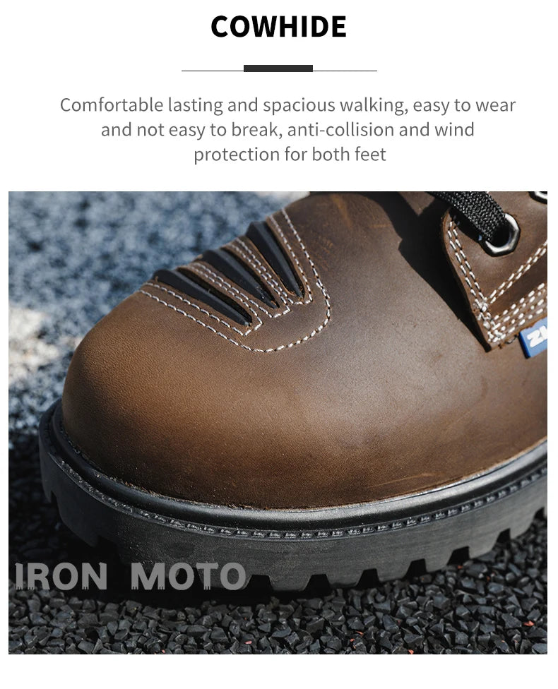 Winter Motorcycle Shoes Men Cruiser Boots Motocross Boots Motorbike Tall Boots Portland Shoes for Worker Adventure Black Leather