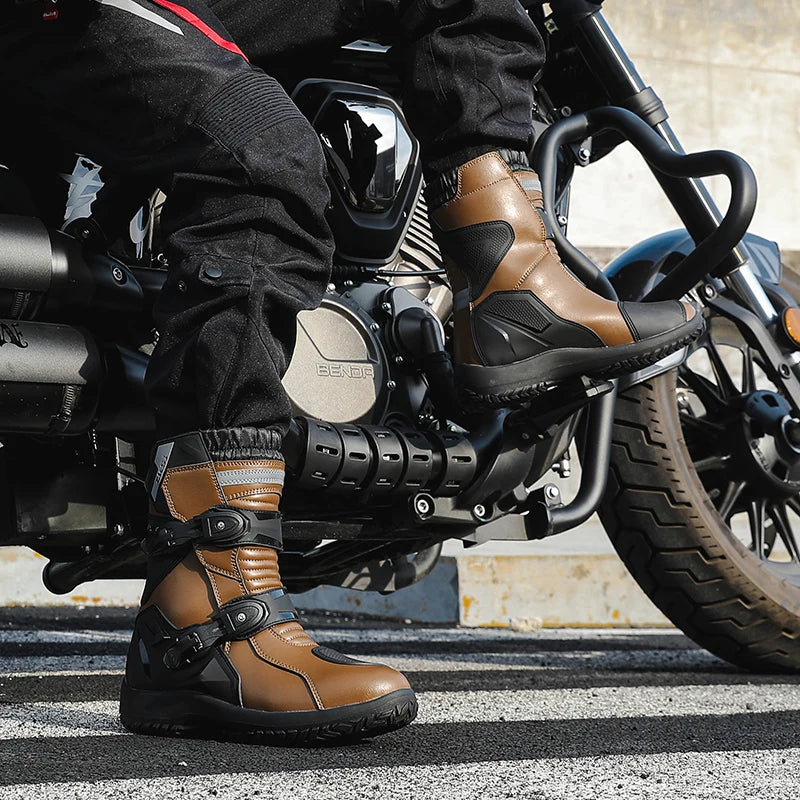 Men Motocross Boots Adventure Low Boots for ADV Riders Sport Touring  Motorcycle Boots Waterproof Riding Shoes Moto Riding Gear