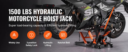 SucceBuy Steel Hydraulic Motorcycle Jack Stand 1500LBS ATV Scissor Lift Jack 4.7"-15" Scissor Lift Jack Stand for Motorcycle ATV