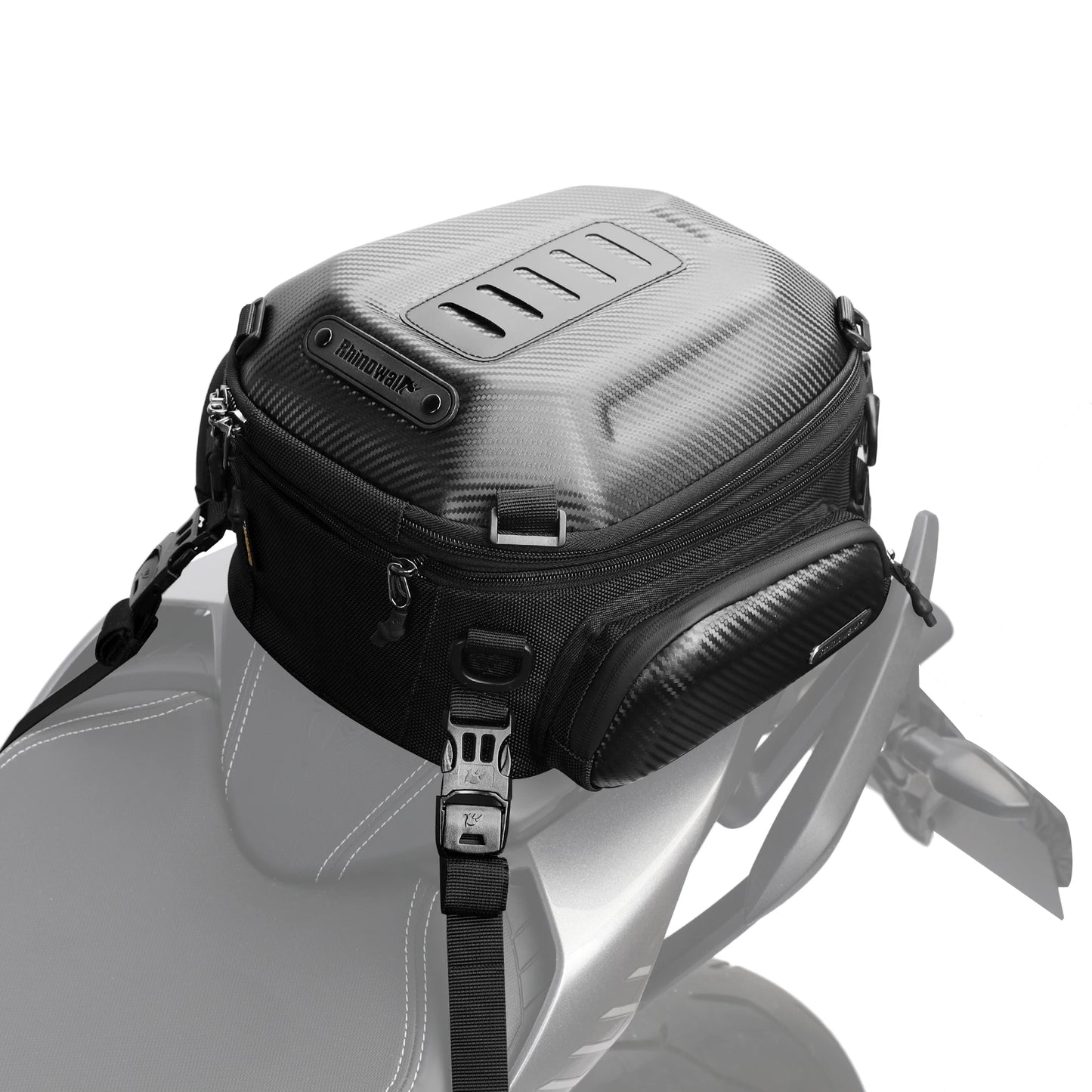 Rhinowalk Hard Shell Pannier - additional perspective showing motorcycle pannier bag features and details