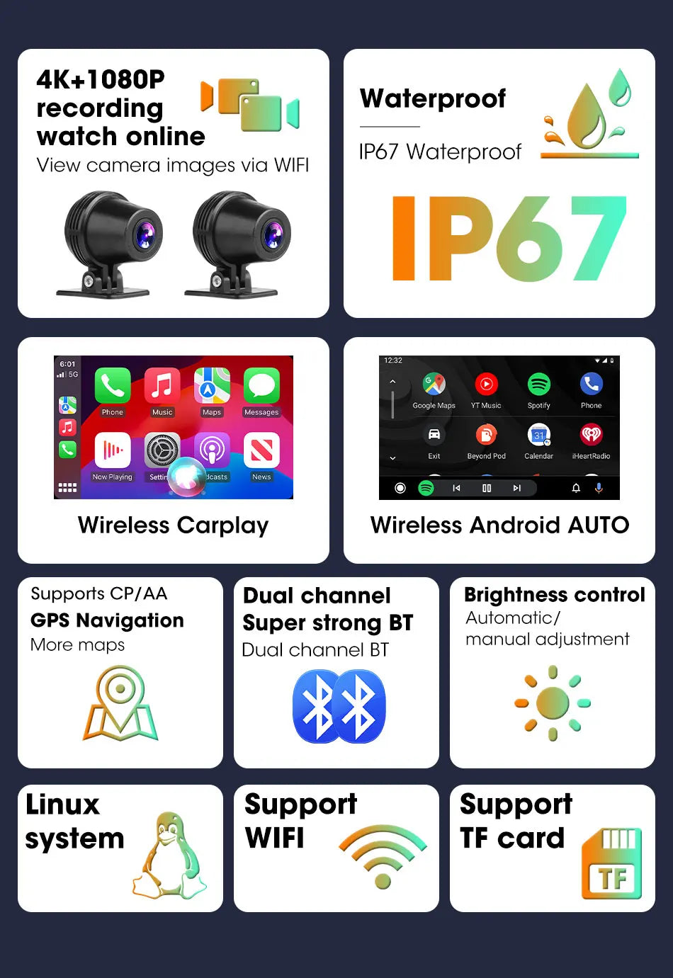 7" Motorcycle GPS Navigator | CarPlay & Android Auto - View 9 | Henderson Shop