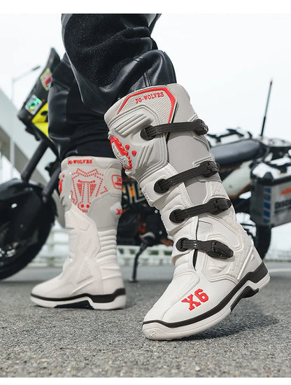 Motorcycle Boot Men Women Riding Mid-Calf Ankle Protective Shoes Moto Motorbike Equipment Racing Long Motorcycle Boots Men