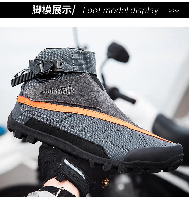 Hendersonshop Motorcycle boots Casual men's motorcycle shoes Motorcycle riding shoes Leather