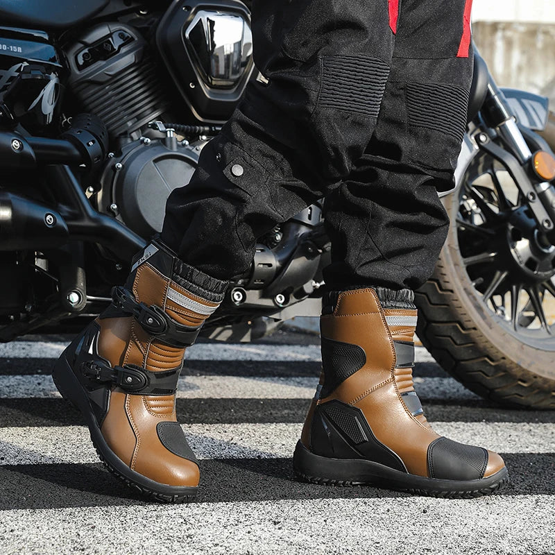 Men Motocross Boots Adventure Low Boots for ADV Riders Sport Touring  Motorcycle Boots Waterproof Riding Shoes Moto Riding Gear