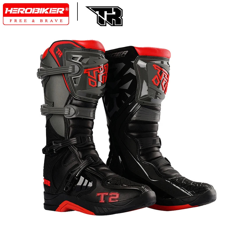 Men's Motorcycle Boots Waterproof Racing Boots Anti Fall Women Motocross Equipment Wear-resistant Rally Shoes Safety Riding
