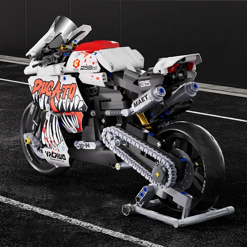 Hendersonshop Technical V4 Motorcycle Building Blocks Set Famous Super Motorbike Model