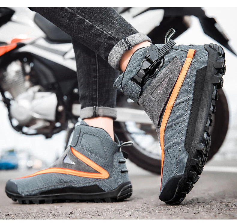 Hendersonshop Motorcycle boots Casual men's motorcycle shoes Motorcycle riding shoes Leather