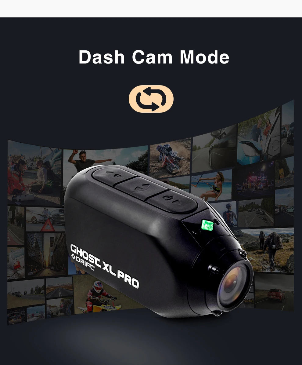Drift Ghost XL Pro 4K HD Sports Action Camera WiFi IPX7 Waterproof Rotatable Lens Dashcam Mode  EIS Bicycle Helmet Motorcycles