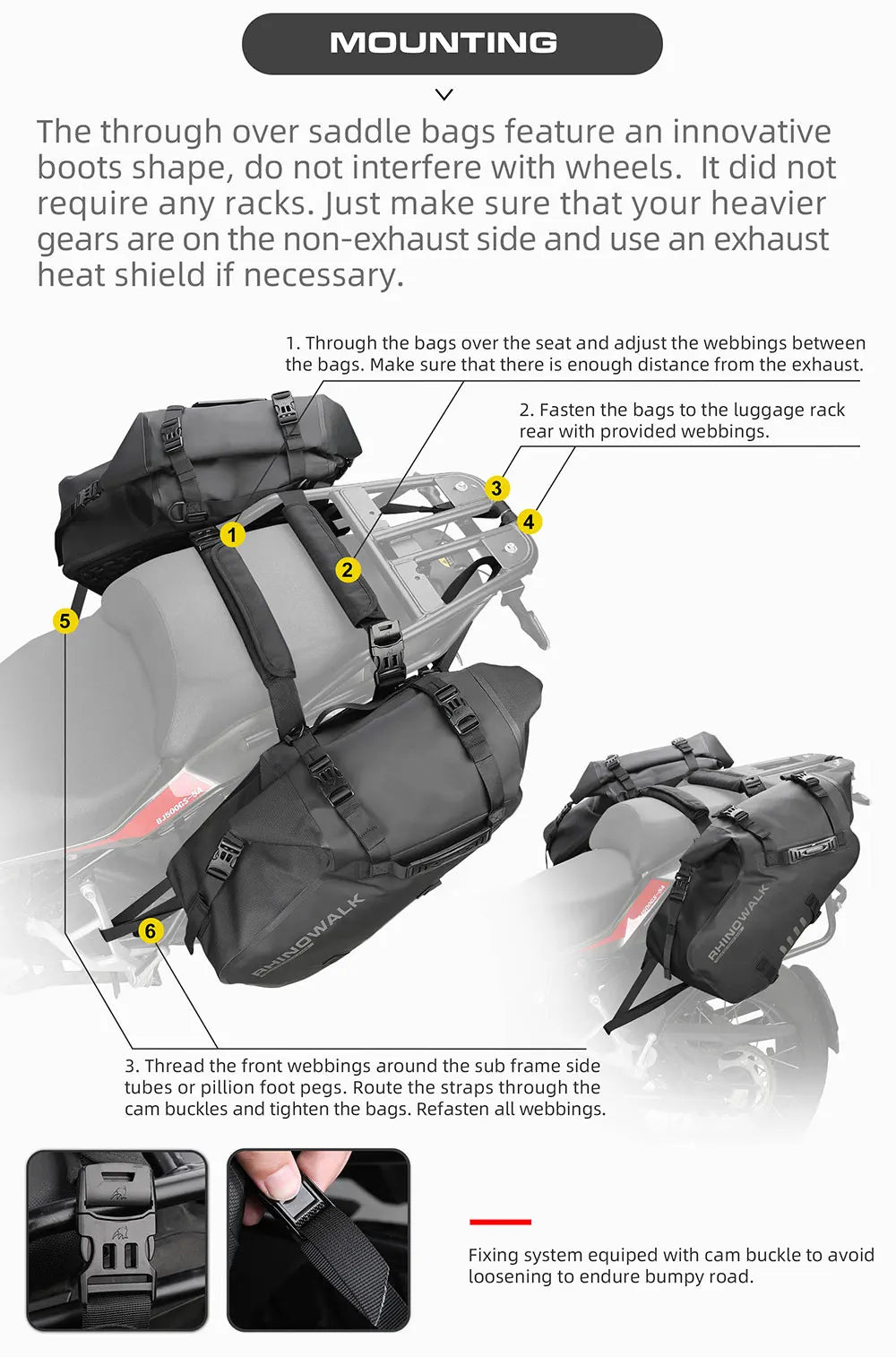 Rhinowalk Motorcycle Bag 100%Waterproof 18L/28L/48L Large Capacity 2 Pcs Univ... | Henderson Shop